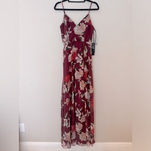 Lulu’s Burgundy Floral Maxi Dress